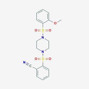 molecular formula C18H19N3O5S2 B1231889 2-[[4-(2-Methoxyphenyl)sulfonyl-1-piperazinyl]sulfonyl]benzonitrile 