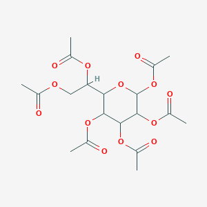 molecular formula C19H26O13 B12318909 L-glycero-a-D-manno-Heptopyranose, hexaacetate 