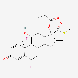 molecular formula C25H32F2O5S B12318916 (6,9-Difluoro-11-hydroxy-10,13,16-trimethyl-17-methylsulfanylcarbonyl-3-oxo-6,7,8,11,12,14,15,16-octahydrocyclopenta[a]phenanthren-17-yl) propanoate 