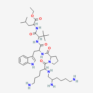 ethyl 2-[[2-[[2-[[1-[6-amino-2-(2,6-diaminohexylamino)hexanoyl]pyrrolidine-2-carbonyl]amino]-3-(1H-indol-3-yl)propanoyl]amino]-3,3-dimethylbutanoyl]amino]-4-methylpentanoate