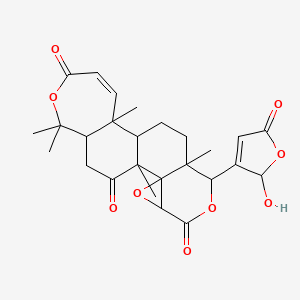 molecular formula C26H30O9 B12319089 7-(2-hydroxy-5-oxo-2H-furan-3-yl)-1,8,12,17,17-pentamethyl-3,6,16-trioxapentacyclo[9.9.0.02,4.02,8.012,18]icos-13-ene-5,15,20-trione 