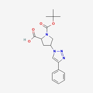 molecular formula C18H22N4O4 B12319112 1-(tert-butoxycarbonyl)-4-(4-phenyl-1H-1,2,3-triazol-1-yl)pyrrolidine-2-carboxylic acid CAS No. 1258652-60-6