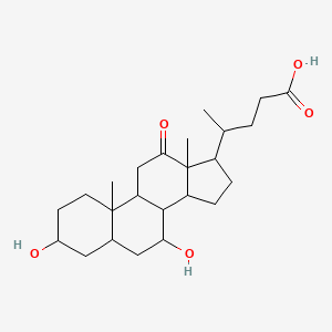 molecular formula C24H38O5 B12319130 4-(3,7-Dihydroxy-10,13-dimethyl-12-oxo-1,2,3,4,5,6,7,8,9,11,14,15,16,17-tetradecahydrocyclopenta[a]phenanthren-17-yl)pentanoic acid 