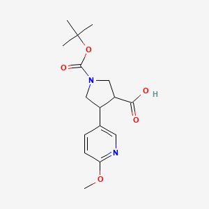 molecular formula C16H22N2O5 B12319263 Boc-(+/-)-trans-4-(6-methoxy-3-pyridinyl)-pyrrolidine-3-carboxylic acid 