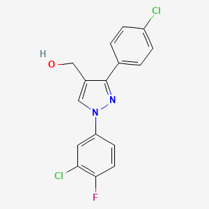 molecular formula C16H11Cl2FN2O B12319298 (1-(3-Chloro-4-fluorophenyl)-3-(4-chlorophenyl)-1H-pyrazol-4-YL)methanol CAS No. 618383-28-1