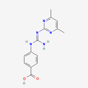 molecular formula C14H15N5O2 B12319351 Benzoic acid,4-[[[(4,6-dimethyl-2-pyrimidinyl)amino]iminomethyl]amino]- 