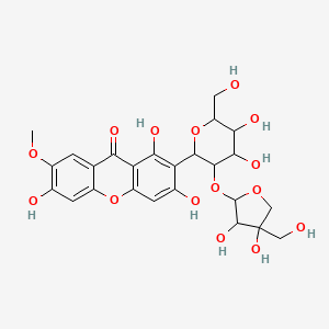 molecular formula C25H28O15 B12319412 2-[3-[3,4-Dihydroxy-4-(hydroxymethyl)oxolan-2-yl]oxy-4,5-dihydroxy-6-(hydroxymethyl)oxan-2-yl]-1,3,6-trihydroxy-7-methoxyxanthen-9-one 