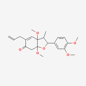 molecular formula C22H28O6 B12319420 2-(3,4-dimethoxyphenyl)-3a,7a-dimethoxy-3-methyl-5-prop-2-enyl-3,7-dihydro-2H-1-benzofuran-6-one 