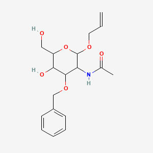 molecular formula C18H25NO6 B12319465 N-[5-hydroxy-6-(hydroxymethyl)-4-phenylmethoxy-2-prop-2-enoxyoxan-3-yl]acetamide 