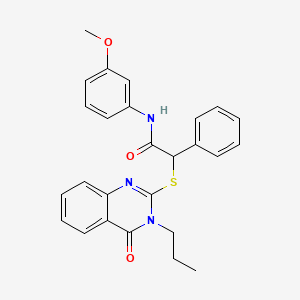 molecular formula C26H25N3O3S B1231951 N-(3-methoxyphenyl)-2-[(4-oxo-3-propyl-2-quinazolinyl)thio]-2-phenylacetamide 