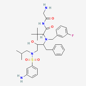 molecular formula C35H48FN5O5S B12319529 N-(2-aminoacetyl)-2-[[4-[(3-aminophenyl)sulfonyl-(2-methylpropyl)amino]-3-hydroxy-1-phenylbutan-2-yl]-[(3-fluorophenyl)methyl]amino]-3,3-dimethylbutanamide 