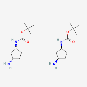 molecular formula C20H40N4O4 B12319597 Carbamic acid, [(1R,3S)-3-aminocyclopentyl]-, 1,1-dimethylethyl ester, rel- 