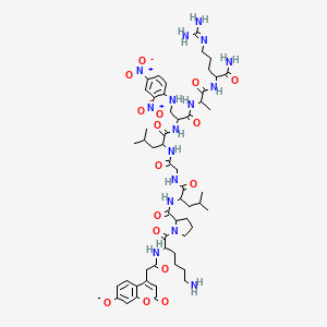 molecular formula C55H80N16O16 B12319605 N-[1-[[2-[[1-[[1-[[1-[[1-amino-5-(diaminomethylideneamino)-1-oxopentan-2-yl]amino]-1-oxopropan-2-yl]amino]-3-(2,4-dinitroanilino)-1-oxopropan-2-yl]amino]-4-methyl-1-oxopentan-2-yl]amino]-2-oxoethyl]amino]-4-methyl-1-oxopentan-2-yl]-1-[6-amino-2-[[2-(7-methoxy-2-oxochromen-4-yl)acetyl]amino]hexanoyl]pyrrolidine-2-carboxamide 