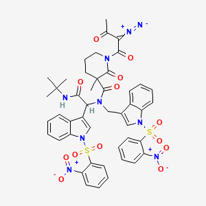 N-[2-(tert-butylamino)-1-[1-(2-nitrophenyl)sulfonylindol-3-yl]-2-oxoethyl]-1-(2-diazo-3-oxobutanoyl)-3-methyl-N-[[1-(2-nitrophenyl)sulfonylindol-3-yl]methyl]-2-oxopiperidine-3-carboxamide