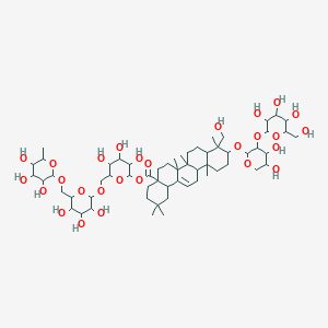 [3,4,5-Trihydroxy-6-[[3,4,5-trihydroxy-6-[(3,4,5-trihydroxy-6-methyloxan-2-yl)oxymethyl]oxan-2-yl]oxymethyl]oxan-2-yl] 10-[4,5-dihydroxy-3-[3,4,5-trihydroxy-6-(hydroxymethyl)oxan-2-yl]oxyoxan-2-yl]oxy-9-(hydroxymethyl)-2,2,6a,6b,9,12a-hexamethyl-1,3,4,5,6,6a,7,8,8a,10,11,12,13,14b-tetradecahydropicene-4a-carboxylate