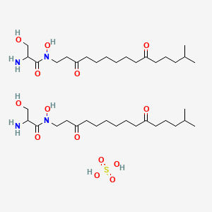 molecular formula C38H74N4O14S B12319694 2-amino-N,3-dihydroxy-N-(14-methyl-3,10-dioxopentadecyl)propanamide;sulfuric acid 