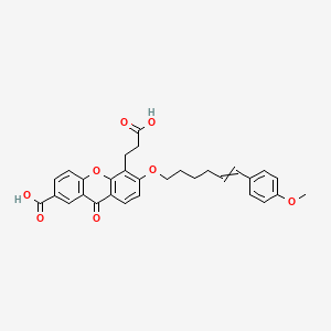 molecular formula C30H28O8 B1231970 5-(2-Carboxyethyl)-6-[6-(4-methoxyphenyl)hex-5-enoxy]-9-oxoxanthene-2-carboxylic acid 