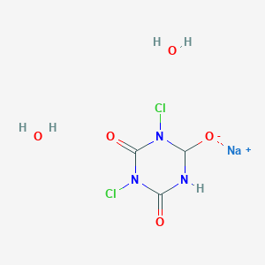 molecular formula C3H6Cl2N3NaO5 B12319878 Sodium 1,5-dichloro-4,6-dioxo-1,3,5-triazinan-2-olate dihydrate 