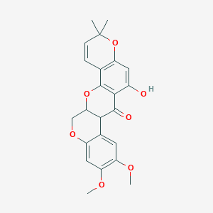 molecular formula C23H22O7 B12319907 11-hydroxy-17,18-dimethoxy-7,7-dimethyl-2,8,21-trioxapentacyclo[12.8.0.03,12.04,9.015,20]docosa-3(12),4(9),5,10,15,17,19-heptaen-13-one 