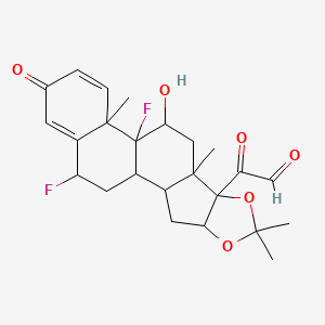 molecular formula C24H28F2O6 B12319913 2-(12,19-Difluoro-11-hydroxy-6,6,9,13-tetramethyl-16-oxo-5,7-dioxapentacyclo[10.8.0.02,9.04,8.013,18]icosa-14,17-dien-8-yl)-2-oxoacetaldehyde 