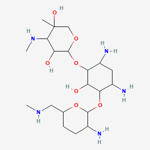 molecular formula C20H41N5O7 B12320003 4,6-diamino-3-{[3-deoxy-4-C-methyl-3-(methylamino)pentopyranosyl]oxy}-2-hydroxycyclohexyl 2-amino-2,3,4,6-tetradeoxy-6-(methylamino)hexopyranoside 