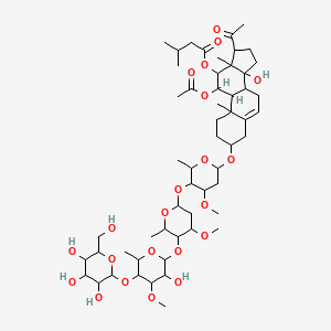 molecular formula C55H88O22 B12320010 [17-Acetyl-11-acetyloxy-14-hydroxy-3-[5-[5-[3-hydroxy-4-methoxy-6-methyl-5-[3,4,5-trihydroxy-6-(hydroxymethyl)oxan-2-yl]oxyoxan-2-yl]oxy-4-methoxy-6-methyloxan-2-yl]oxy-4-methoxy-6-methyloxan-2-yl]oxy-10,13-dimethyl-1,2,3,4,7,8,9,11,12,15,16,17-dodecahydrocyclopenta[a]phenanthren-12-yl] 3-methylbutanoate 