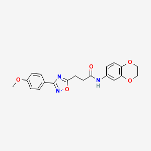 molecular formula C20H19N3O5 B1232030 N-(2,3-dihydro-1,4-benzodioxin-6-yl)-3-[3-(4-methoxyphenyl)-1,2,4-oxadiazol-5-yl]propanamide 