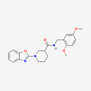 molecular formula C22H25N3O4 B1232031 1-(1,3-benzoxazol-2-yl)-N-[(2,5-dimethoxyphenyl)methyl]-3-piperidinecarboxamide 