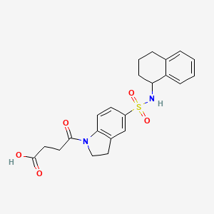 molecular formula C22H24N2O5S B1232034 4-Oxo-4-[5-(1,2,3,4-tetrahydronaphthalen-1-ylsulfamoyl)-2,3-dihydroindol-1-yl]butanoic acid 