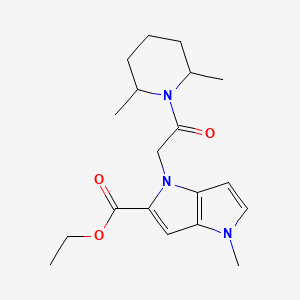 molecular formula C19H27N3O3 B1232035 4-[2-(2,6-Dimethyl-1-piperidinyl)-2-oxoethyl]-1-methyl-5-pyrrolo[3,2-b]pyrrolecarboxylic acid ethyl ester 