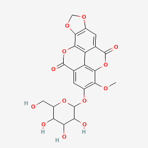 12-Methoxy-13-[3,4,5-trihydroxy-6-(hydroxymethyl)oxan-2-yl]oxy-3,5,10,17-tetraoxapentacyclo[9.6.2.02,6.08,18.015,19]nonadeca-1(18),2(6),7,11(19),12,14-hexaene-9,16-dione