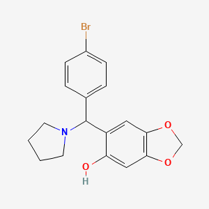 molecular formula C18H18BrNO3 B1232044 6-[(4-Bromophenyl)(1-pyrrolidinyl)methyl]-1,3-benzodioxol-5-ol CAS No. 439108-76-6