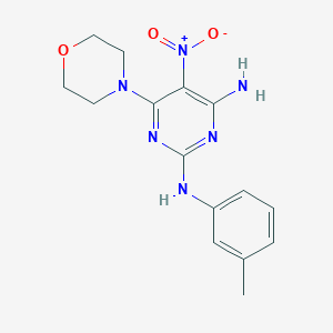 molecular formula C15H18N6O3 B1232052 N2-(3-methylphenyl)-6-(4-morpholinyl)-5-nitropyrimidine-2,4-diamine 