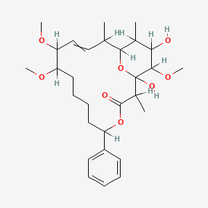 molecular formula C29H44O8 B1232055 1,17-Dihydroxy-10,11,18-trimethoxy-2,14,16-trimethyl-5-phenyl-4,19-dioxabicyclo[13.3.1]nonadec-12-en-3-one 