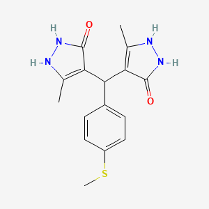 molecular formula C16H18N4O2S B1232087 5-Methyl-4-[(3-methyl-5-oxo-1,2-dihydropyrazol-4-yl)-[4-(methylthio)phenyl]methyl]-1,2-dihydropyrazol-3-one 