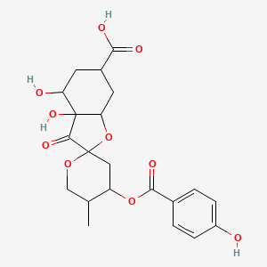 3a,4-dihydroxy-4'-(4-hydroxybenzoyl)oxy-5'-methyl-3-oxospiro[5,6,7,7a-tetrahydro-4H-1-benzofuran-2,2'-oxane]-6-carboxylic acid