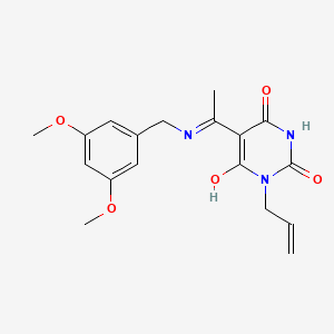 molecular formula C18H21N3O5 B1232098 5-[1-[(3,5-Dimethoxyphenyl)methylamino]ethylidene]-1-prop-2-enyl-1,3-diazinane-2,4,6-trione 