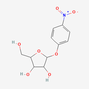 molecular formula C11H13NO7 B12321073 2-(Hydroxymethyl)-5-(4-nitrophenoxy)oxolane-3,4-diol 