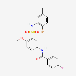 molecular formula C21H18BrFN2O4S B1232110 N-[3-[(2-bromo-5-methylphenyl)sulfamoyl]-4-methoxyphenyl]-4-fluorobenzamide 