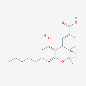 molecular formula C21H28O4 B1232115 (6aR)-1-hydroxy-6,6-dimethyl-3-pentyl-6a,7,8,10a-tetrahydrobenzo[c][1]benzopyran-9-carboxylic acid 
