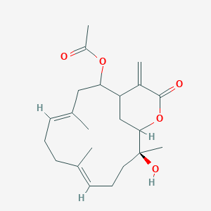 molecular formula C22H32O5 B1232120 [(4E,8E,12S)-12-hydroxy-4,8,12-trimethyl-16-methylidene-15-oxo-14-oxabicyclo[11.3.1]heptadeca-4,8-dien-2-yl] acetate 