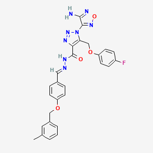 molecular formula C27H23FN8O4 B1232122 1-(4-Amino-furazan-3-yl)-5-(4-fluoro-phenoxymethyl)-1H-[1,2,3]triazole-4-carboxylic acid [1-[4-(3-methyl-benzyloxy)-phenyl]-meth-(E)-ylidene]-hydrazide 