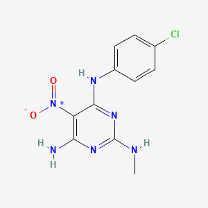 molecular formula C11H11ClN6O2 B1232129 N4-(4-Chlorophenyl)-N2-methyl-5-nitropyrimidine-2,4,6-triamine 