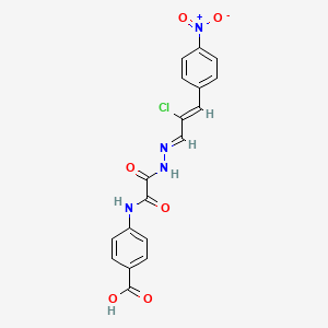 molecular formula C18H13ClN4O6 B1232173 4-{[{(2E)-2-[(2Z)-2-chloro-3-(4-nitrophenyl)prop-2-en-1-ylidene]hydrazinyl}(oxo)acetyl]amino}benzoic acid 