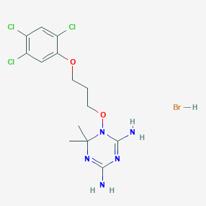 molecular formula C14H19BrCl3N5O2 B1232176 6,6-Dimethyl-1-[3-(2,4,5-trichlorophenoxy)propoxy]-1,3,5-triazine-2,4-diamine;hydrobromide 