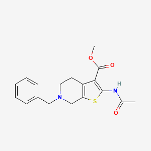 molecular formula C18H20N2O3S B1232179 2-acetamido-6-(phenylmethyl)-5,7-dihydro-4H-thieno[2,3-c]pyridine-3-carboxylic acid methyl ester 