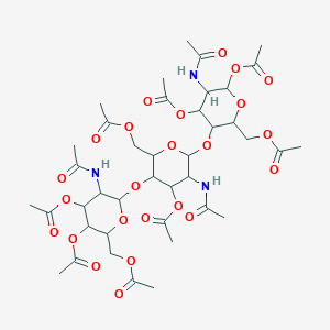 molecular formula C40H57N3O24 B12321941 [5-Acetamido-3-[3-acetamido-4,5-diacetyloxy-6-(acetyloxymethyl)oxan-2-yl]oxy-6-[5-acetamido-4,6-diacetyloxy-2-(acetyloxymethyl)oxan-3-yl]oxy-4-acetyloxyoxan-2-yl]methyl acetate 