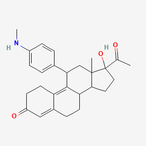 molecular formula C27H33NO3 B12321988 17-Acetyl-17-hydroxy-13-methyl-11-[4-(methylamino)phenyl]-1,2,6,7,8,11,12,14,15,16-decahydrocyclopenta[a]phenanthren-3-one 