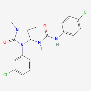 molecular formula C19H20Cl2N4O2 B1232210 1-(4-Chlorophenyl)-3-[3-(3-chlorophenyl)-1,5,5-trimethyl-2-oxoimidazolidin-4-yl]urea 