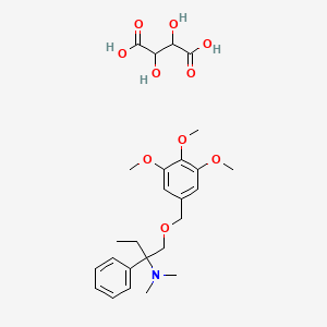 molecular formula C26H37NO10 B12322117 2,3-dihydroxybutanedioic acid;N,N-dimethyl-2-phenyl-1-[(3,4,5-trimethoxyphenyl)methoxy]butan-2-amine 